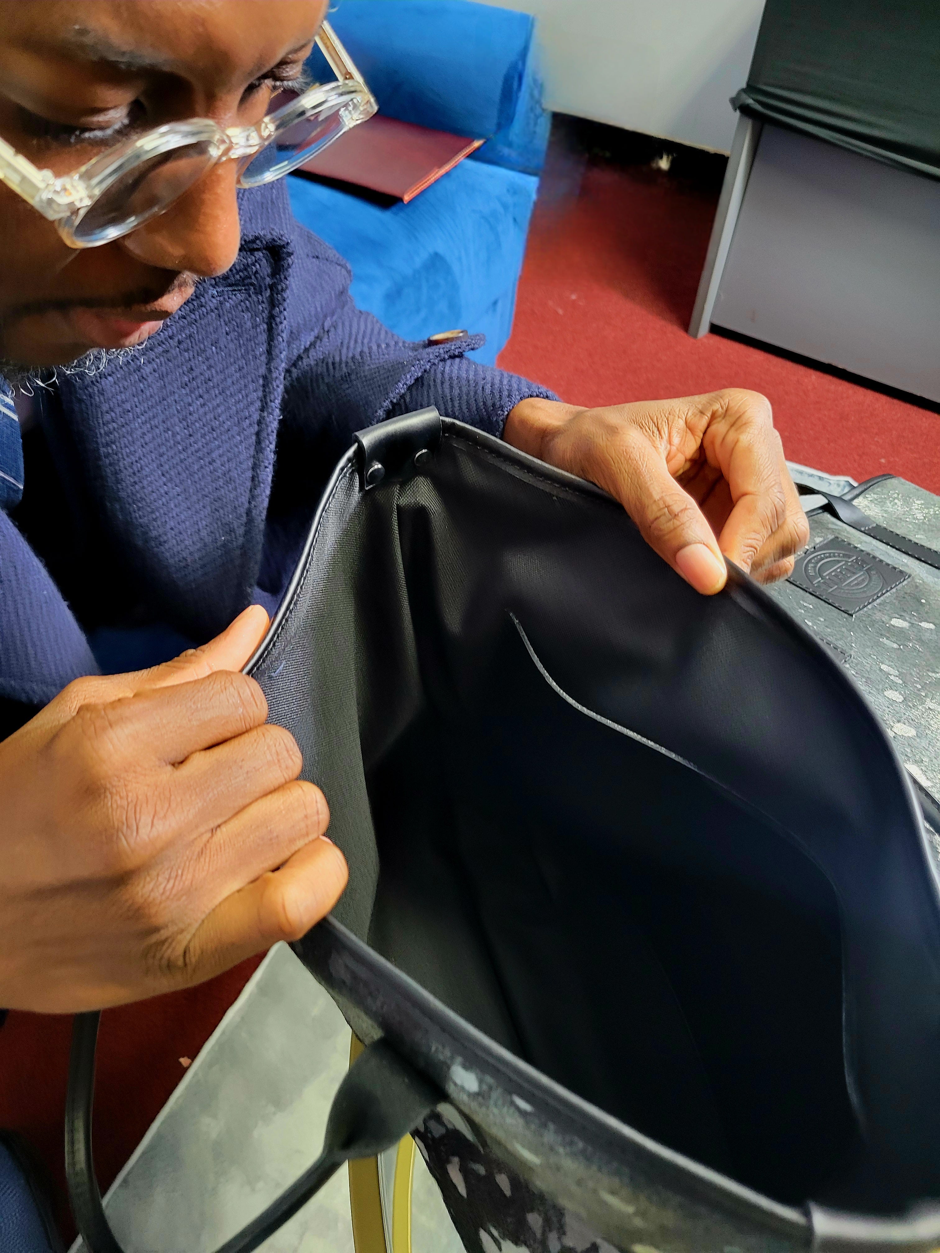 Black and silver tote