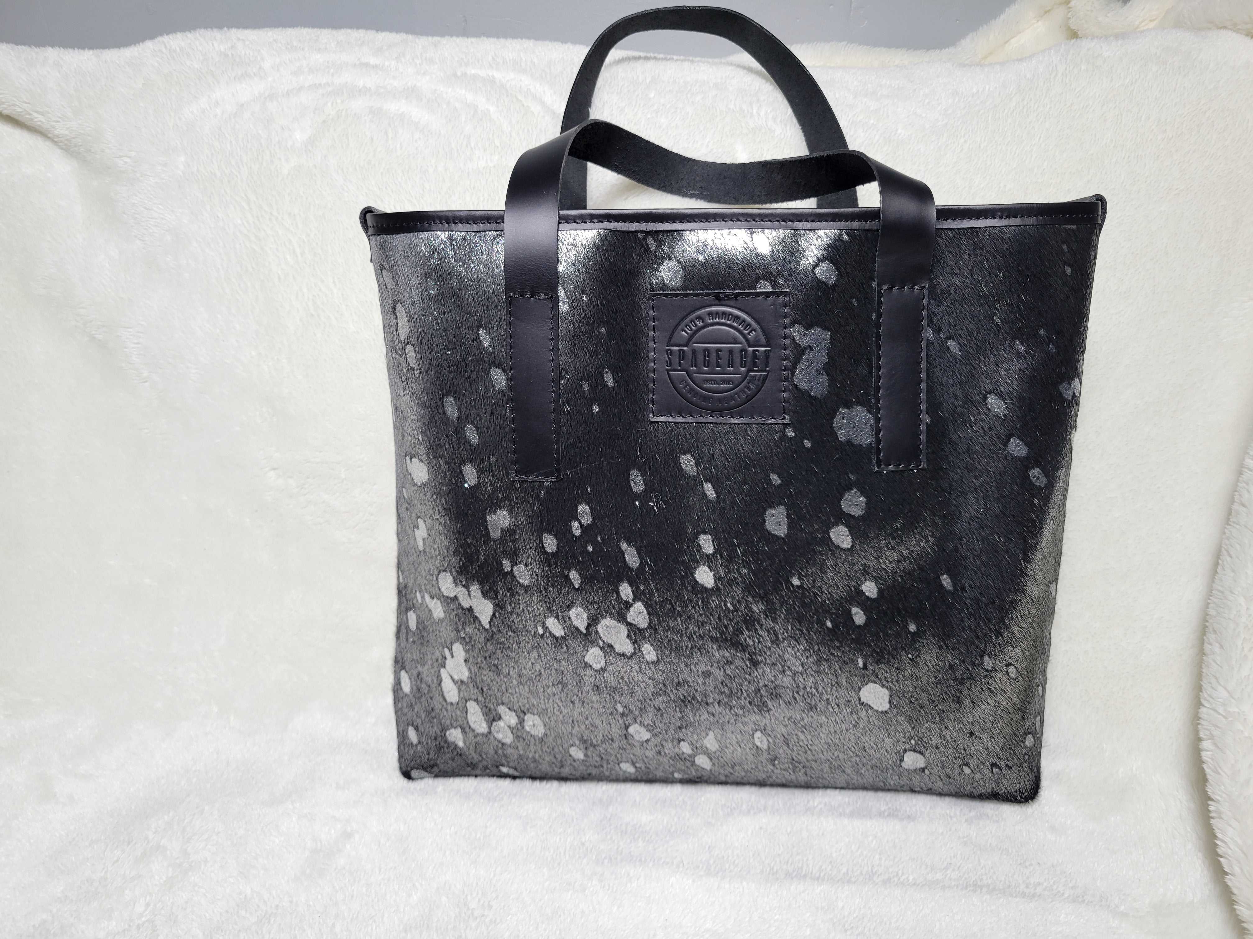 Black and silver tote